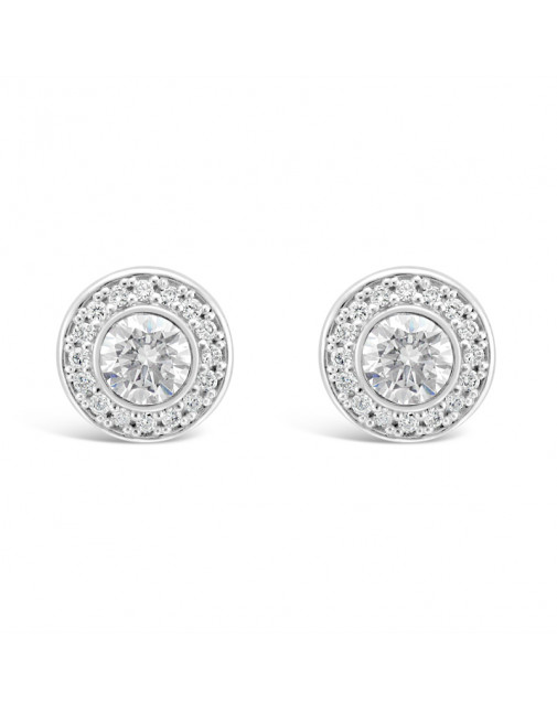 Round Halo Set Diamond Earrings, in 18ct White Gold. Tdw 1.30ct